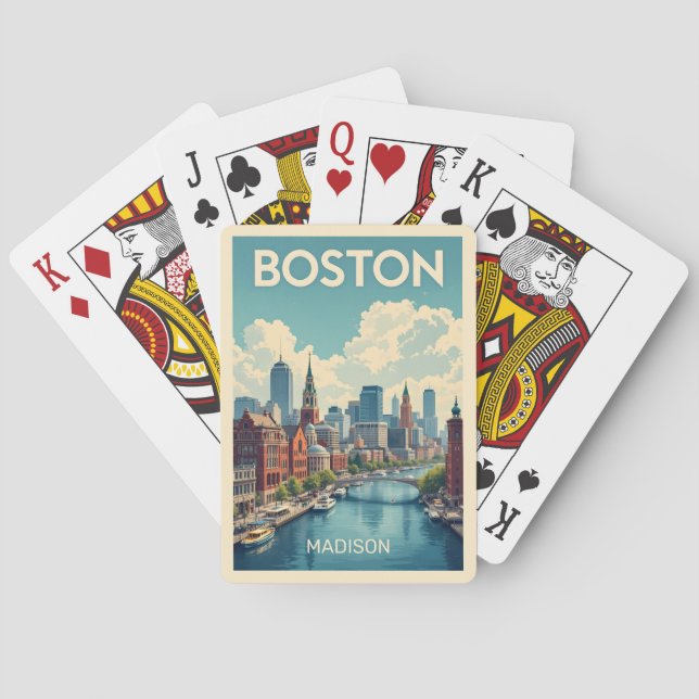 Individuelle Name Boston Massachusetts Spielkarten (Rückseite)