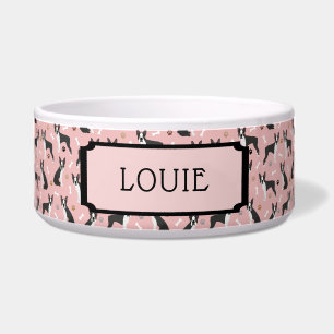 Individuelle Name Boston Terrier Bones and Paws Do Napf