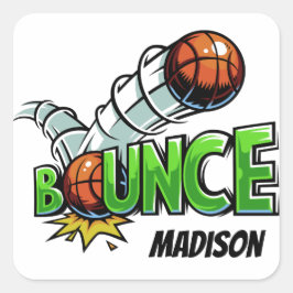 Individuelle Name BOUNCE Basketball-Aufkleber Quadratischer Aufkleber