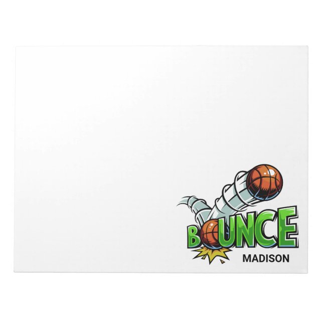individuelle Name "Bounce" Basketballschläger Notizblock (Vorderseite)