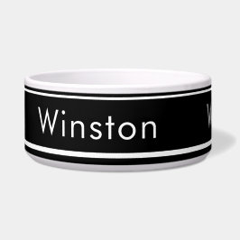 Individuelle Name Bowl for Hunde - Schwarz Minimal Napf