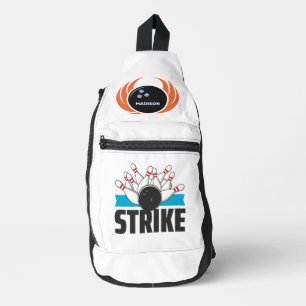 Individuelle Name Bowling Ball mit Flamme Crossbody Bag