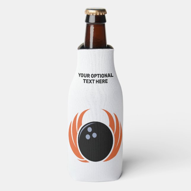Individuelle Name Bowling Ball mit Flamme Flaschenkühler (Flaschenvorderseite)