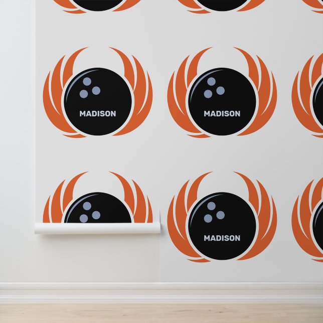 Individuelle Name Bowling Ball mit Flamme Tapete (Anwendung)