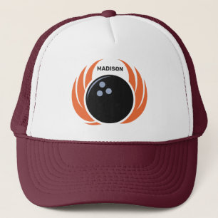 Individuelle Name Bowling Ball mit Flamme Truckerkappe
