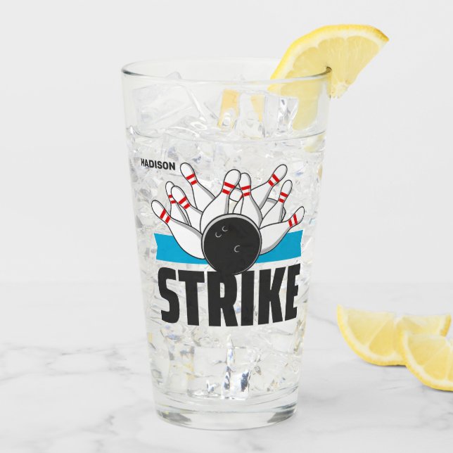 Individuelle Name Bowling Strike Glas (Rückseite Ice)
