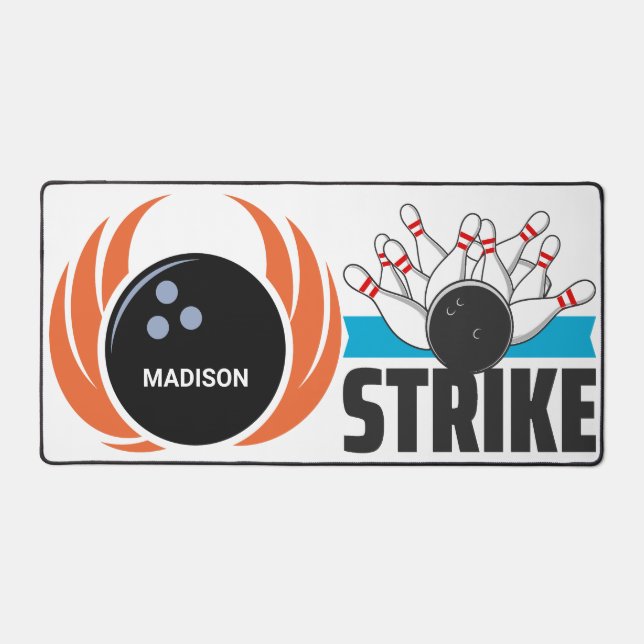 Individuelle Name Bowling Strike Schreibtischunterlage (Vorderseite)
