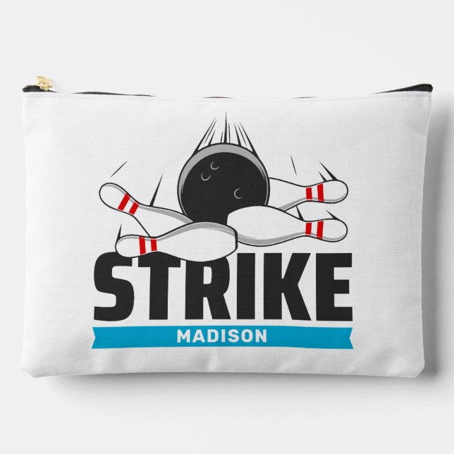 Individuelle Name Bowling Strike Zubehörtasche (Vorderseite)