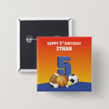 Individuelle Name Boy 5th Birthday Sports Balls