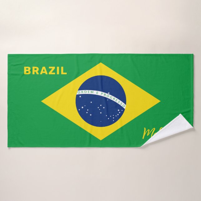 Individuelle Name Brasilien - Flagge Badehandtuch (Badehandtuch)