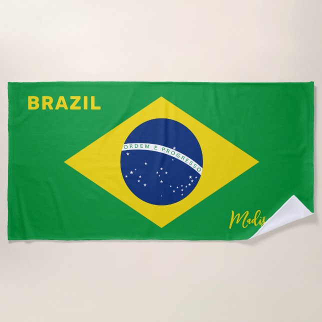 Individuelle Name Brasilien - Flagge Strandtuch (Vorderseite)