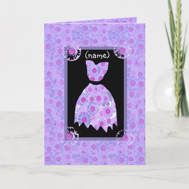 INDIVIDUELLE NAME Bridesmaid Einladung LILA Kleid (Vorderseite)