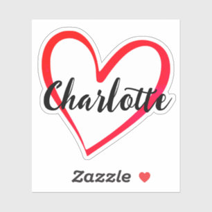 Individuelle Name Bright Red Heart Form Trendy Sti Aufkleber
