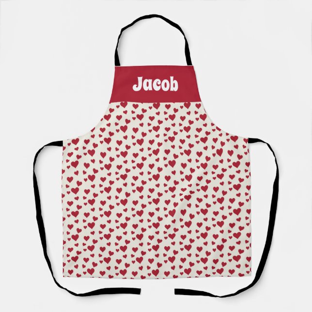 Individuelle Name Bright Red Hearts Koch Schürze (Vorderseite)