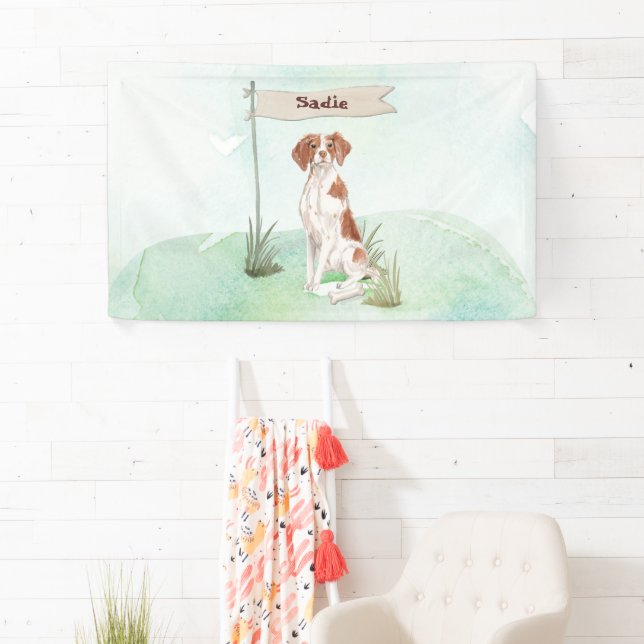 Individuelle Name Brittany Haustier Hund Banner (Insitu)