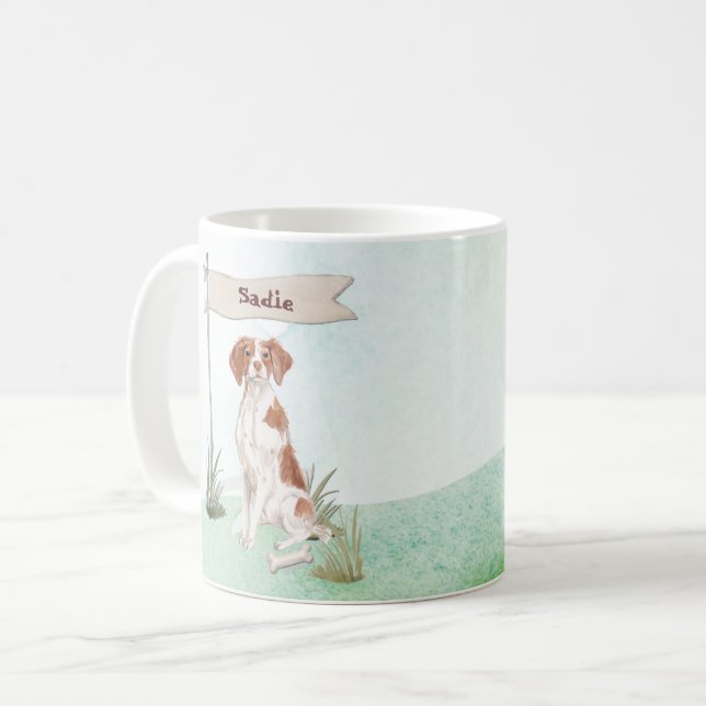 Individuelle Name Brittany Haustier Hund Kaffeetasse (Vorderseite Links)
