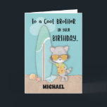 Individuelle Name Brother Birthday Beach Funny Rac Karte<br><div class="desc">Feiern Sie mit Ihrem Bruder,  während er einen weiteren Sommergeburtstag bekommt. Dieses Sommer Thema Karte ist nur zu niedlich und Spaß zu verpassen. Begrüßen Sie ihn und teilen Sie eine lustige Nachricht,  die dieser Renncoon für ihn bringt,  sobald sein besonderer Tag endlich kommt.</div>