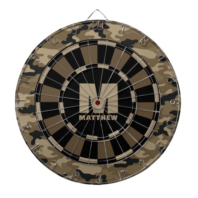 Individuelle Name Brown Black Camouflage Dartboard Dartscheibe (vorne)
