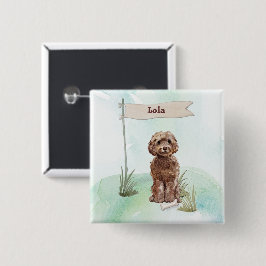Individuelle Name Brown Cockapoo Haustier Hund Button