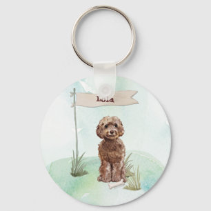 Individuelle Name Brown Cockapoo Haustier Hund Schlüsselanhänger