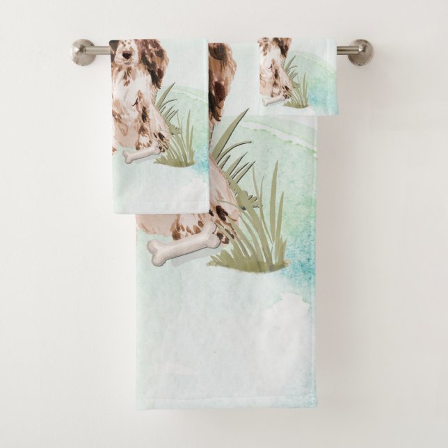 Individuelle Name Brown Cocker Spanisch Haustier H Badhandtuch Set (Insitu)