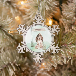 Individuelle Name Brown Cocker Spanisch Haustier H Schneeflocken Zinn-Ornament