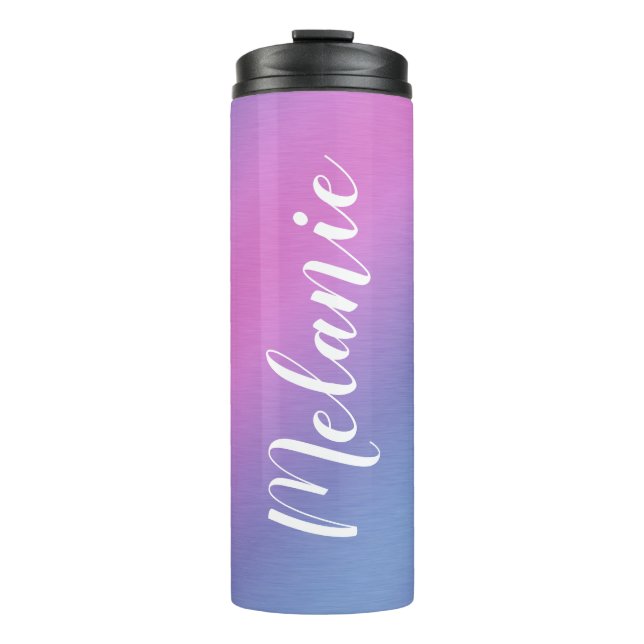 Individuelle Name Brushed Metal Ombre Gradient Pin Thermosbecher (Vorderseite)