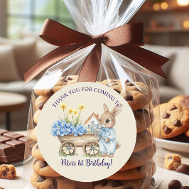 Individuelle Name Bunny Blue Blumen Geburtstagsfav Runder Aufkleber