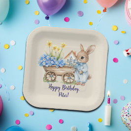 Individuelle Name Bunny mit Blumen Geburtstagspart Pappteller
