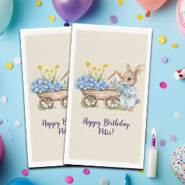 Individuelle Name Bunny mit Blumen Geburtstagspart Serviette