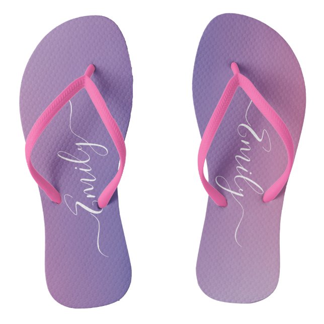 Individuelle Name Calligraphy Stylish Ombre Gradie Flip Flops (Fußbett)