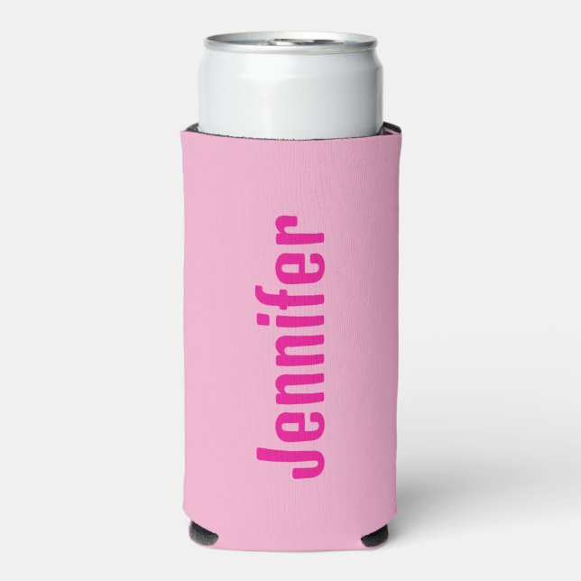 Individuelle Name Can Cooler - Pink & Magenta Selters Dosenkühler (Seltzer Vorderseite)