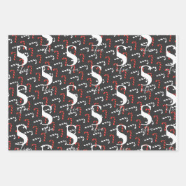 Individuelle Name Candy Cane Christmas Red Green B Geschenkpapier Set