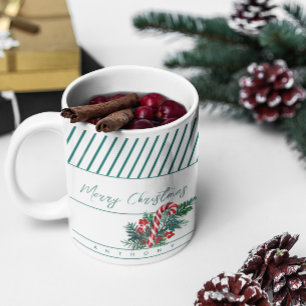 Individuelle Name   Candy Cane & Green Strips Weih Kaffeetasse