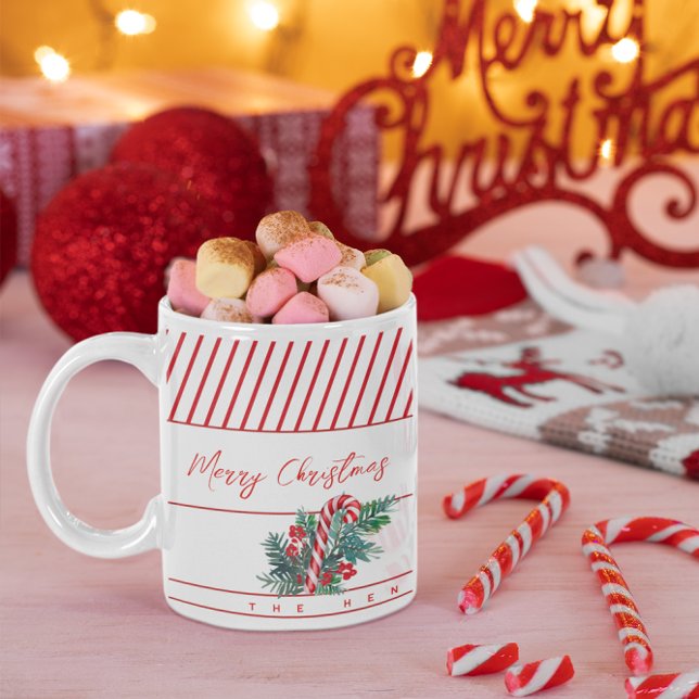 Individuelle Name | Candy Cane & Red Strips Weihna Kaffeetasse (Von Creator hochgeladen)