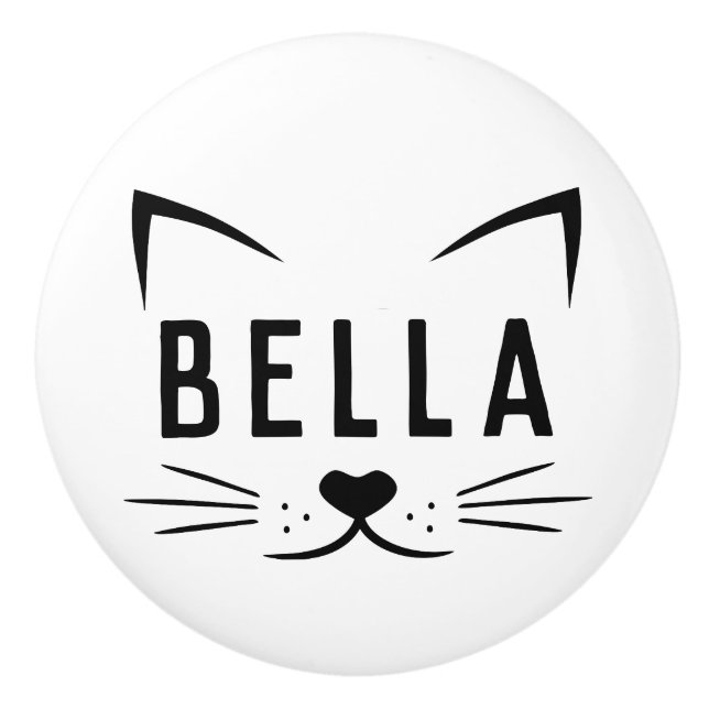 Individuelle Name Cat Face Novelty Keramikknauf (Vorderseite)