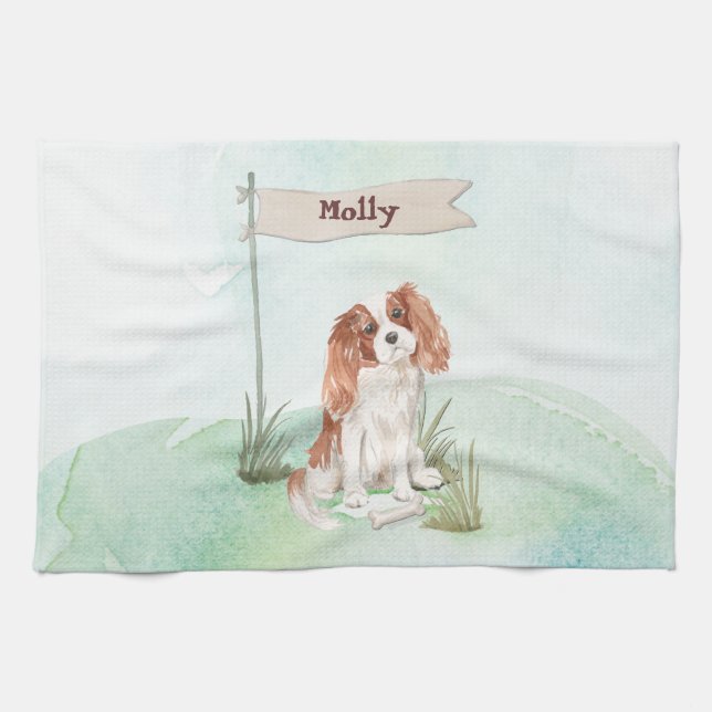 Individuelle Name Cavalier King Charles Spaniel Pe Geschirrtuch (Horizontal)