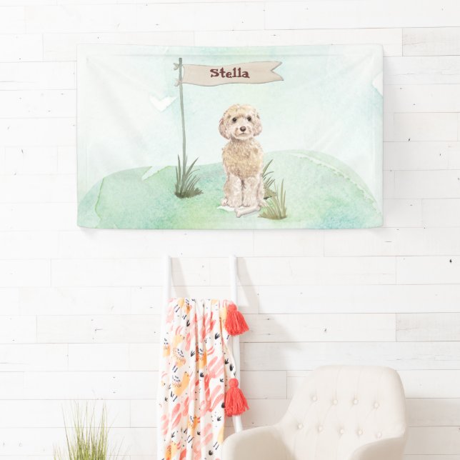 Individuelle Name Champagne Cockapoo Haustier Hund Banner (Insitu)