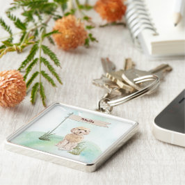 Individuelle Name Champagne Cockapoo Haustier Hund Schlüsselanhänger