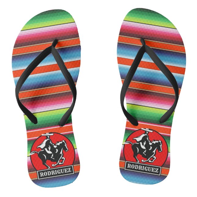 Individuelle Name Charro Horse Spanisch Mexikanisc Flip Flops (Fußbett)