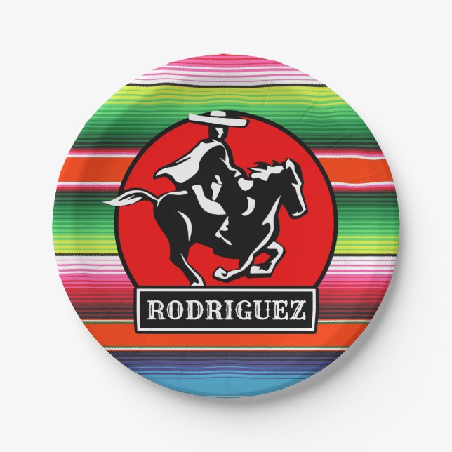Individuelle Name Charro Horse Spanisch Mexikanisc Pappteller (Vorderseite)