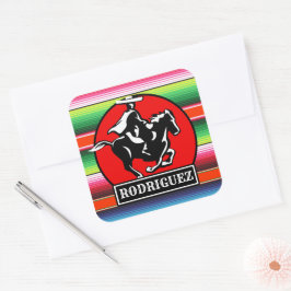 Individuelle Name Charro Horse Spanisch Mexikanisc Quadratischer Aufkleber