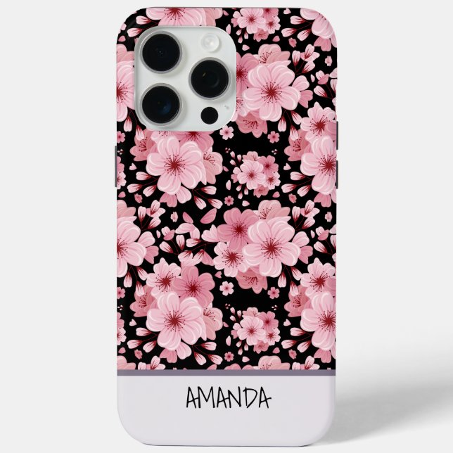 Individuelle Name Cherry Blossom rosa Blumenmuster Case-Mate iPhone Hülle (Rückseite)