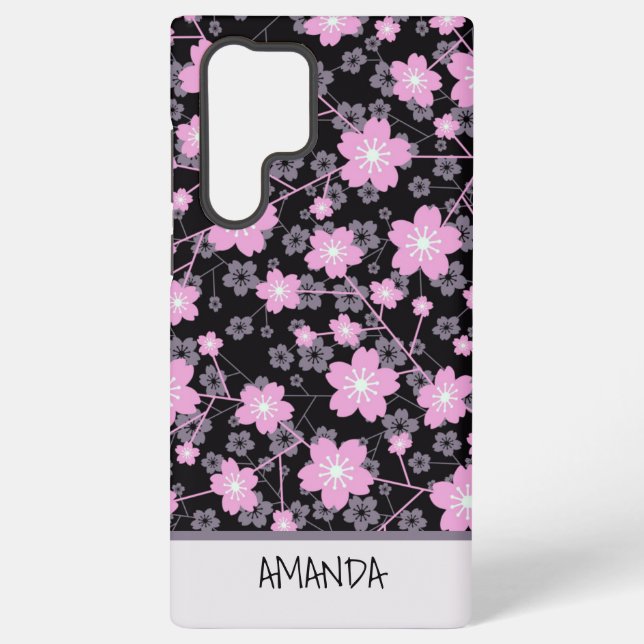 Individuelle Name Cherry Blossom rosa Blumenmuster Samsung Galaxy Hülle (Rückseite)