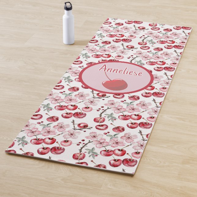 Individuelle Name Cherry Blossom Wasserfarbe Yogamatte (Beispiel)
