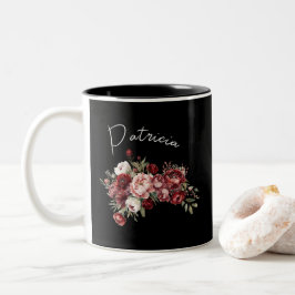 Individuelle Name Chic Burgundy Blume Zweifarbige Tasse