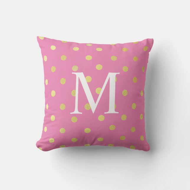 Individuelle Name Chic Imitate Foil Leaf Gold Dots Kissen (Vorderseite)