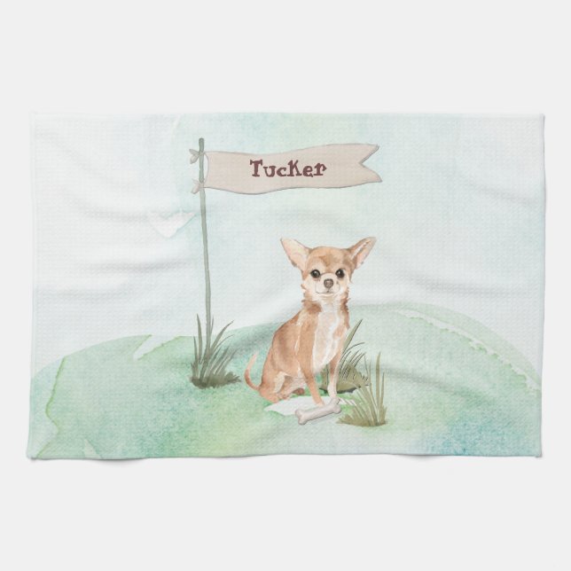 Individuelle Name Chihuahua Pet Dog Geschirrtuch (Horizontal)