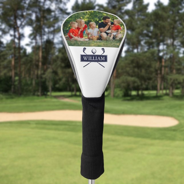 Individuelle Name Clubs und Ball Navy Blue Foto Golf Headcover (Custom Name Clubs And Ball Navy Blue Photo Golf Head Cover)