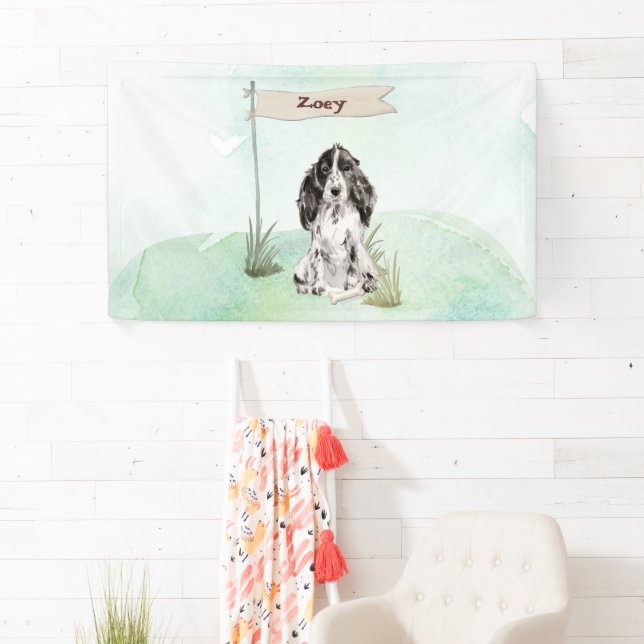 Individuelle Name Cocker Spanisch Haustier Hund Banner (Insitu)